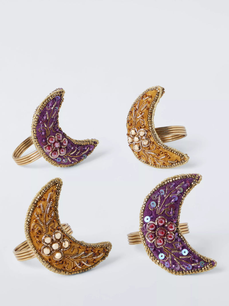 John Lewis beaded moon napkin rings set of 4 brown - British product