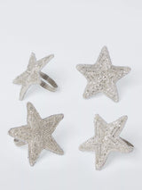 John Lewis John Lewis Beaded Star Napkin Rings, Set of 4, Silver- Buy online at McGrocer