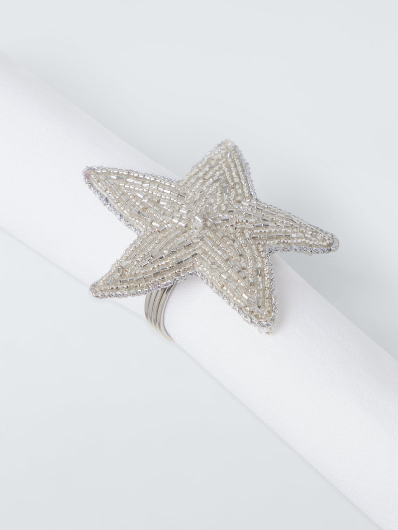 John Lewis beaded star napkin rings set of 4 silver, UK version