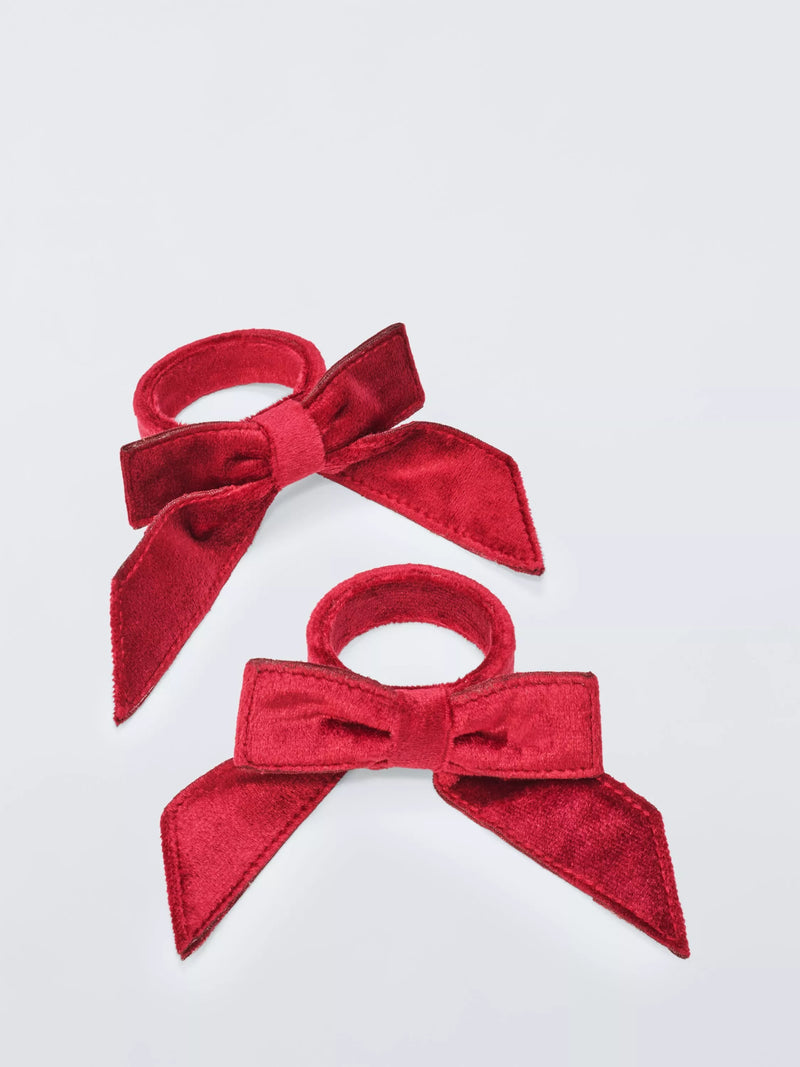 John Lewis napkin rings red velvet bow set of 2 - British product