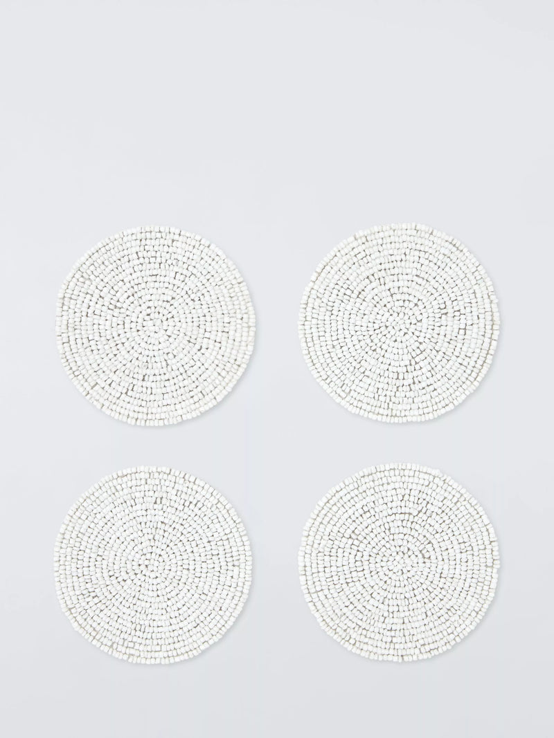 John Lewis beaded round coasters set of 4 white, UK version