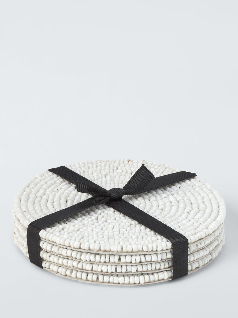 John Lewis beaded round coasters set of 4 white, UK version