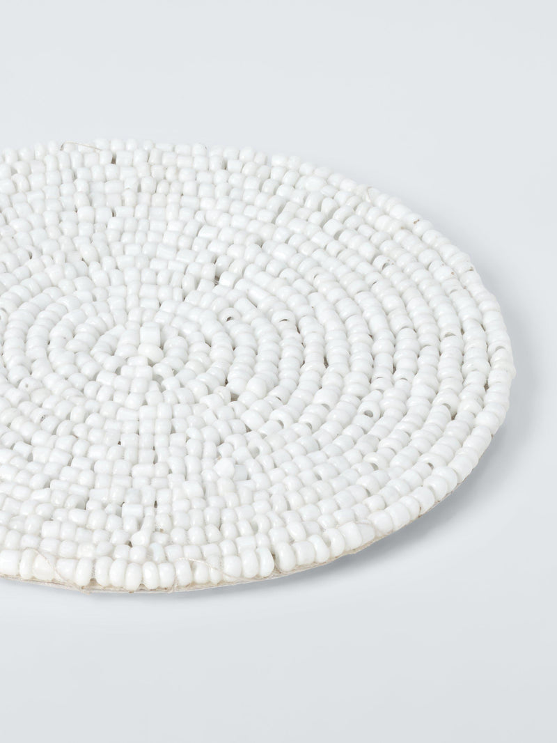 John Lewis beaded round coasters set of 4 white, UK version