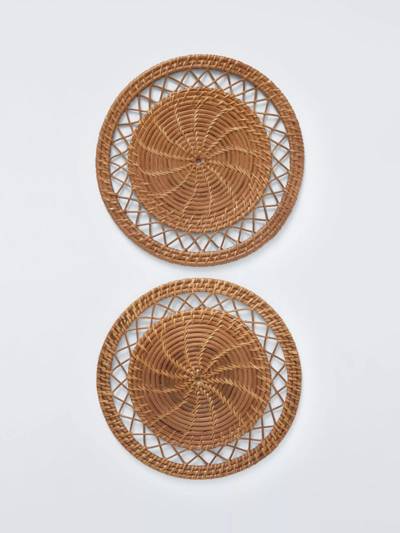 John Lewis x Sanderson round rattan placemat set of 2 natural, UK version