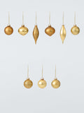 Gold Glass Christmas Baubles Set of 20 with Assorted Shapes