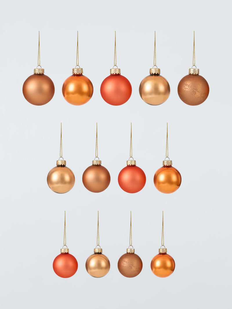 Glass Christmas Baubles Box of 42 in Amber