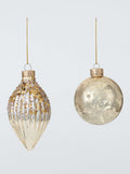 Glitter Mercury Glass Baubles Box of 9 Gold