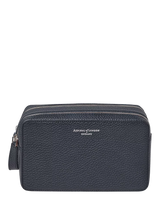 John Lewis Aspinal of London Mount Street Pebble Leather Wash Bag Navy- Buy online at McGrocer