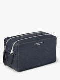 Aspinal of London Mount Street wash bag in navy leather (British brand)