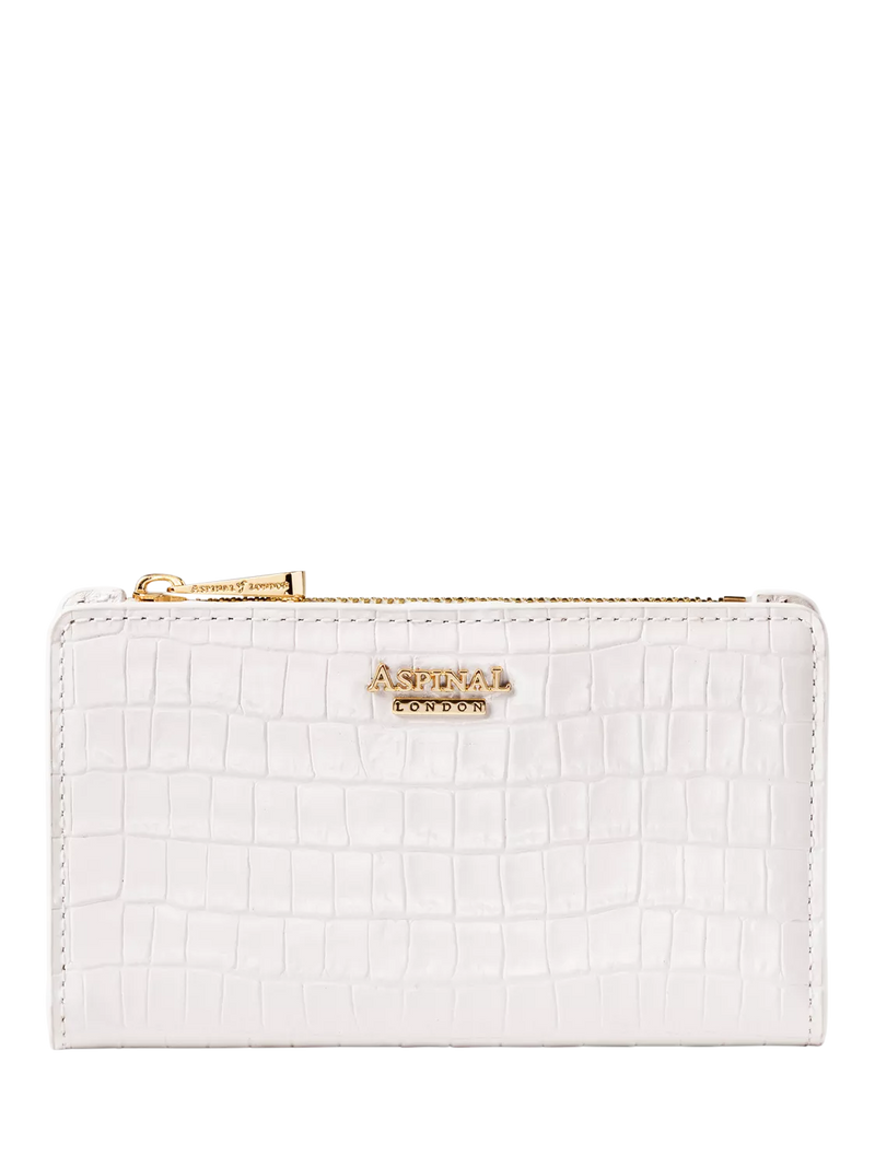 Aspinal of London Mayfair Faux Patent Croc Leather Coin & Card Bifold Purse