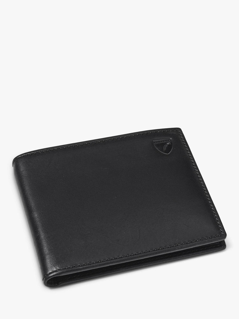 Aspinal of London leather billfold wallet black, UK version