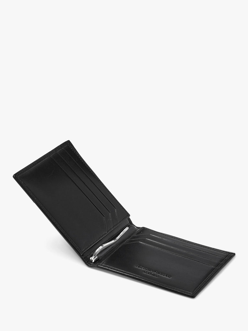 Aspinal of London leather billfold wallet black, UK version