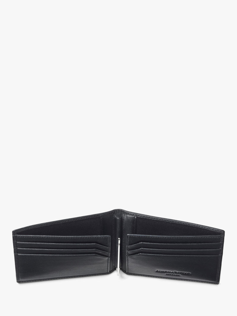 Aspinal of London leather billfold wallet black, UK version