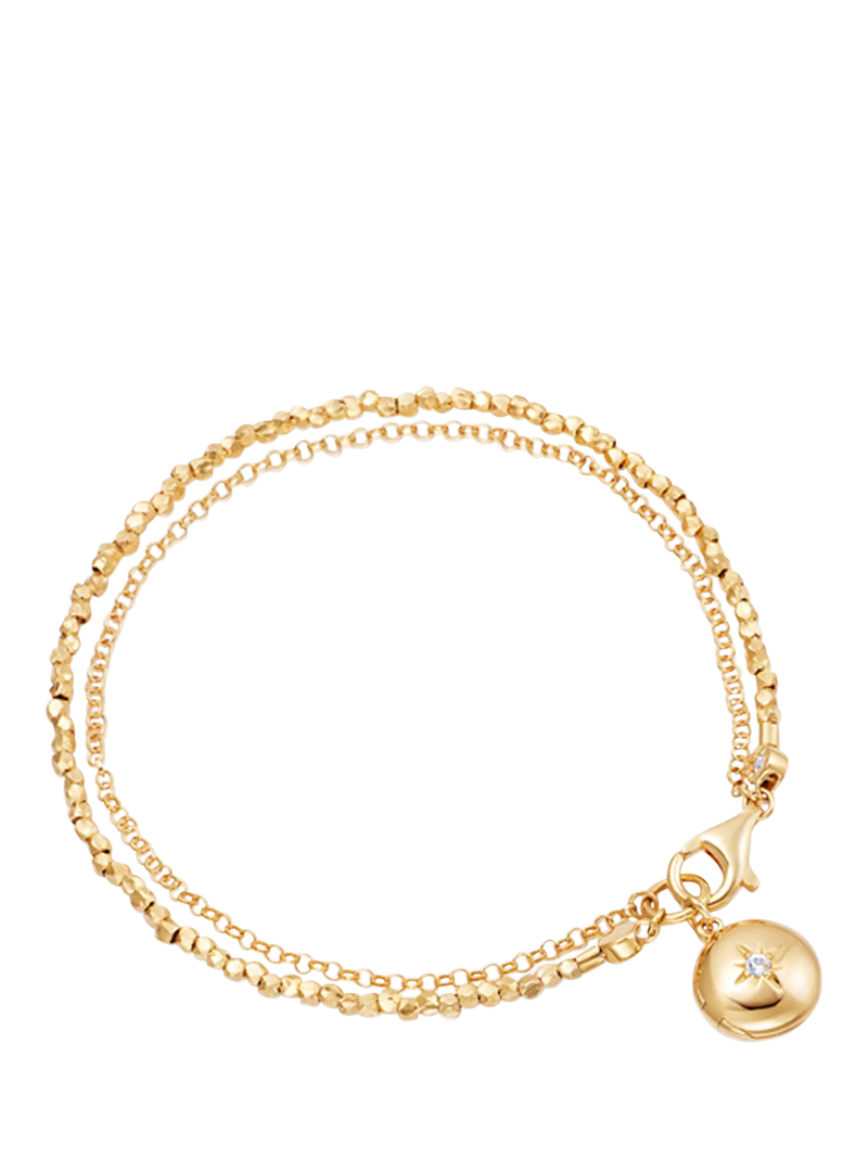 Astley Clarke sterling silver locket bracelet with white sapphire (British brand)