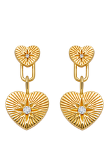 John Lewis Astley Clarke Double Heart Drop Earrings, Gold- Buy online at McGrocer