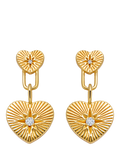 Astley Clarke double heart drop earrings in gold, imported from the UK
