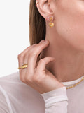 Astley Clarke double heart drop earrings in gold, imported from the UK