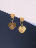 Astley Clarke double heart drop earrings in gold, imported from the UK