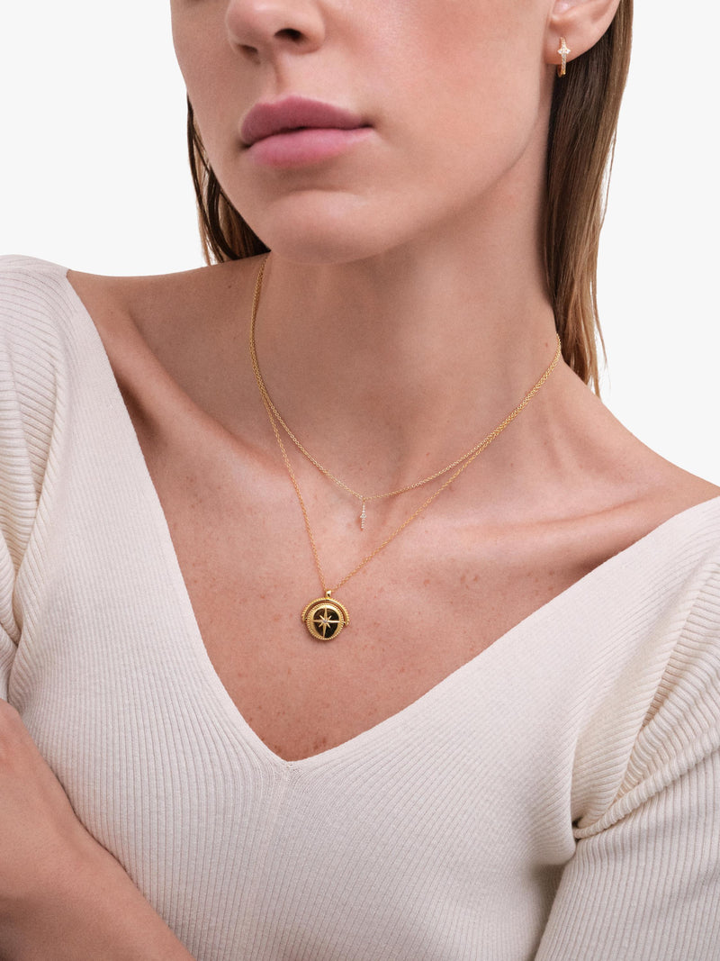 Astley Clarke compass spinner locket necklace gold, imported from the UK