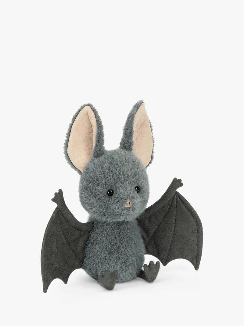 Blue-Grey Bat Soft Toy with Charcoal Suedette Wings