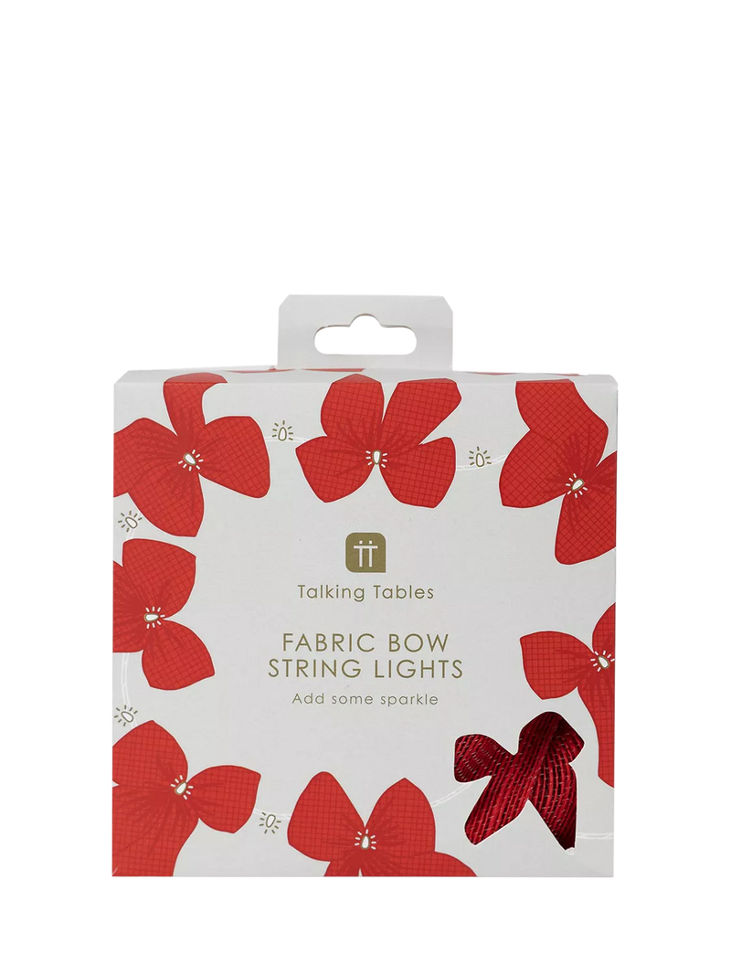 Talking Tables red bow string lights 10-LED, imported from the UK