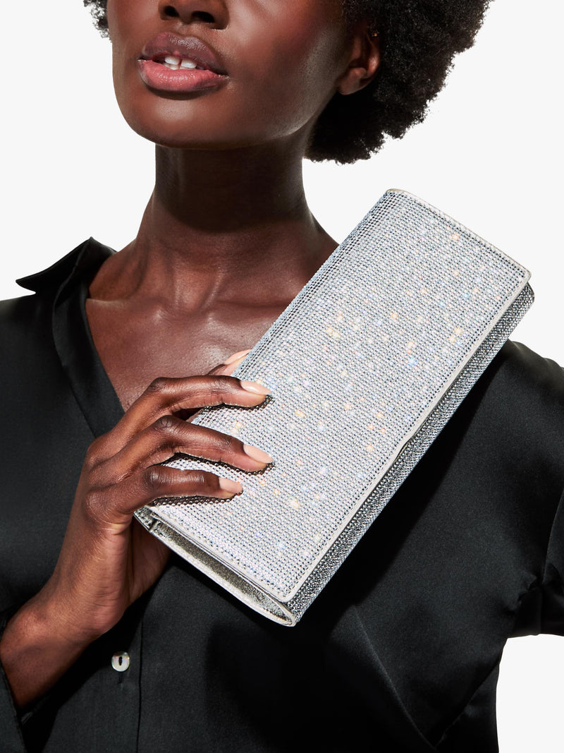 Kurt Geiger Baily clutch bag silver crystal embellishment - British product