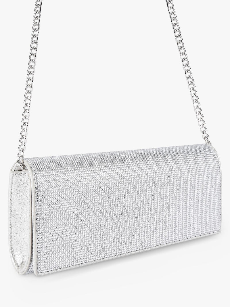 Kurt Geiger Baily clutch bag silver crystal embellishment - British product