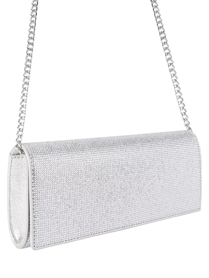 Kurt Geiger Baily clutch bag silver crystal embellishment - British product
