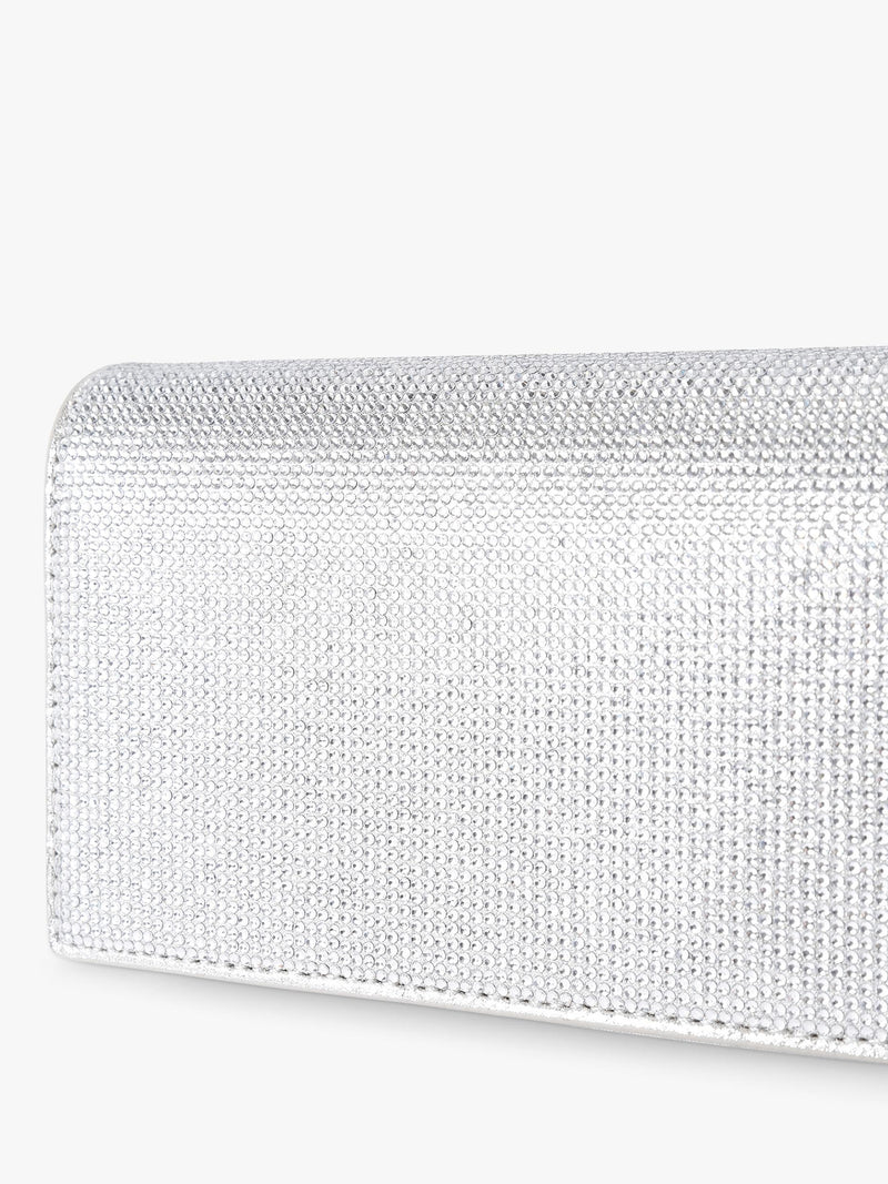 Kurt Geiger Baily clutch bag silver crystal embellishment - British product
