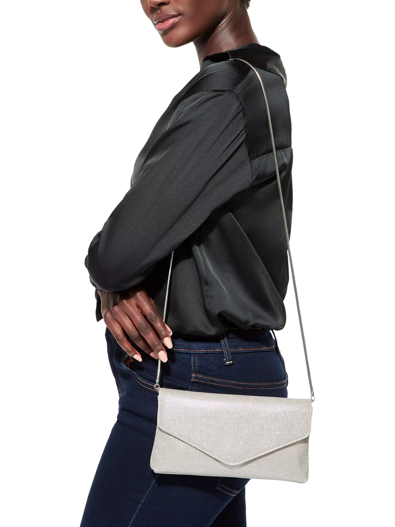 KG Kurt Geiger silver clutch bag, UK version
