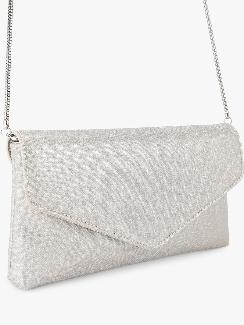 KG Kurt Geiger silver clutch bag, UK version