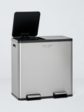 John Lewis two-section recycling bin with handles, 80 litre, brushed stainless steel, UK version