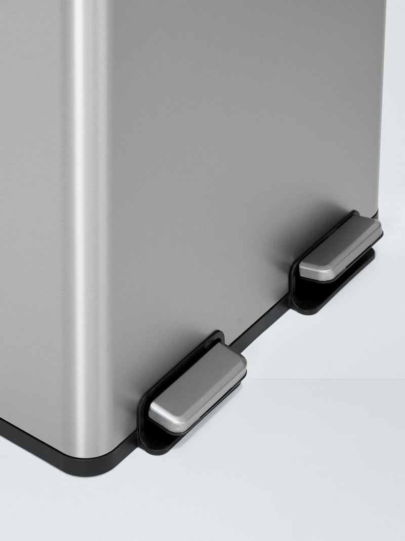 John Lewis two-section recycling bin with handles, 80 litre, brushed stainless steel, UK version