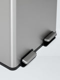 John Lewis two-section recycling bin with handles, 80 litre, brushed stainless steel, UK version