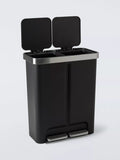 John Lewis black 2 section recycling pedal bin 36L+28L (British brand)