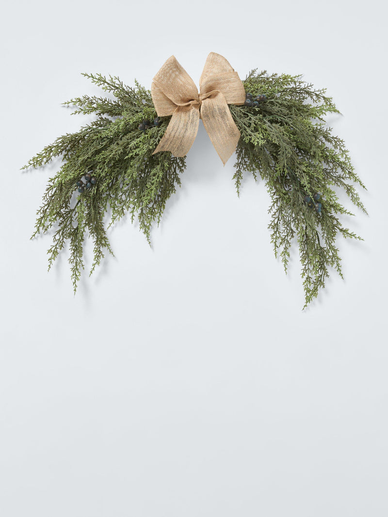 Realistic Fir Swag with Midnight Berries and Jute Bow
