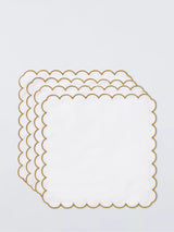 John Lewis John Lewis Scallop Edge Cotton Napkins Set of 4 Gold/White- Buy online at McGrocer