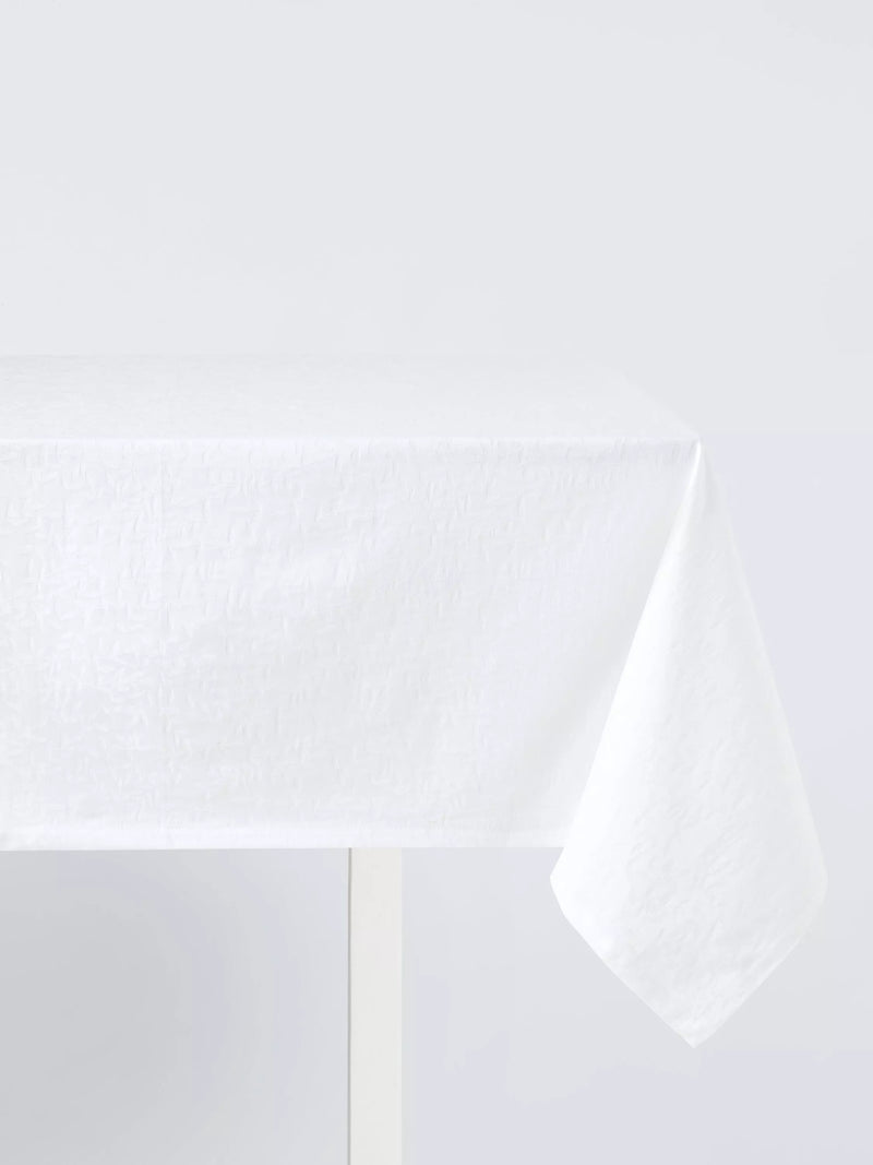 John Lewis Foliage Jacquard Cotton Tablecloth, 250 x 160cm, White