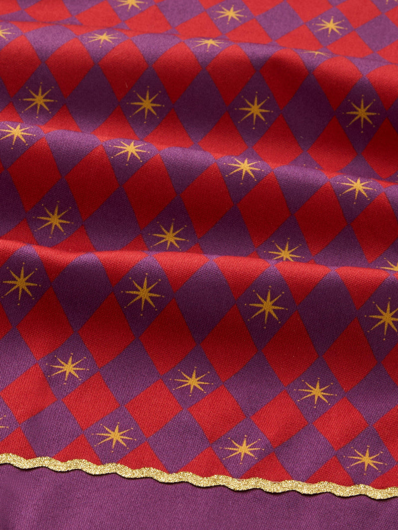 John Lewis harlequin table runner red purple 250cm, imported from the UK