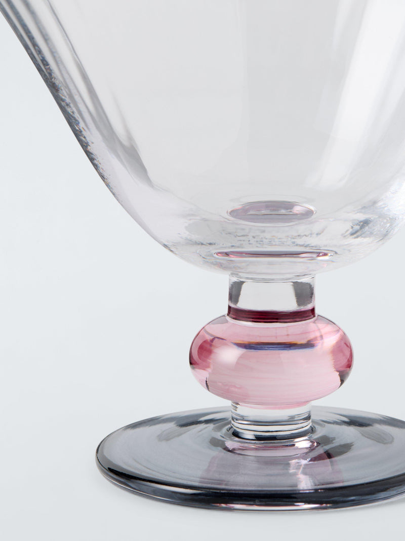 John Lewis pink stem sundae dish ribbed glass 12cm, imported from the UK
