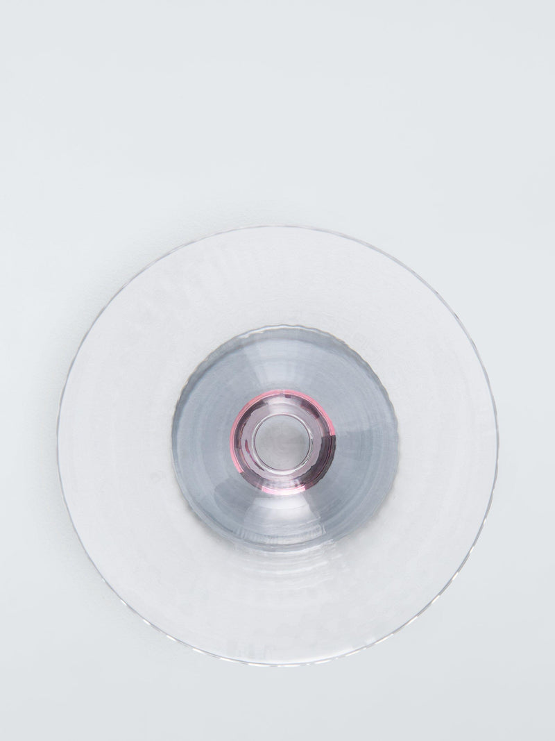 John Lewis pink stem sundae dish ribbed glass 12cm, imported from the UK