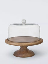John Lewis John Lewis x Sanderson Wood Cake Stand & Glass Dome, 35cm, FSC-Certified Mango Wood- Buy online at McGrocer