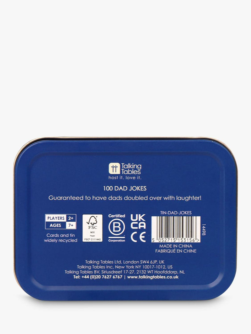 Talking Tables Dad Jokes Tin 100 cards imported from the UK