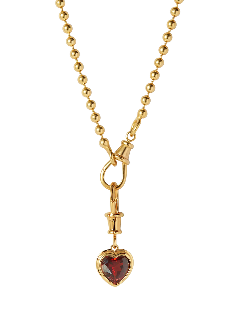 Edge of Ember red garnet heart necklace, imported from the UK