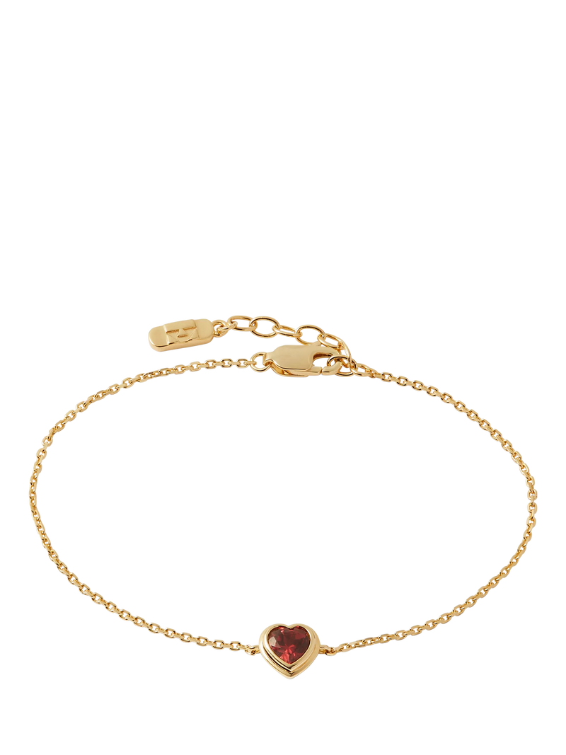 Edge of Ember red garnet heart bracelet gold, imported from the UK