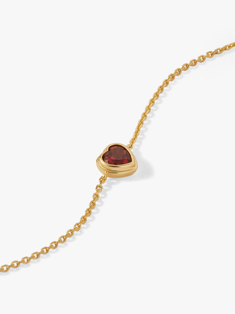Edge of Ember red garnet heart bracelet gold, imported from the UK