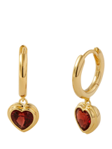 John Lewis Edge of Ember Garnet Heart Hoop Earrings, Gold- Buy online at McGrocer