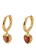 Edge of Ember gold plated garnet heart hoop earrings (British brand)