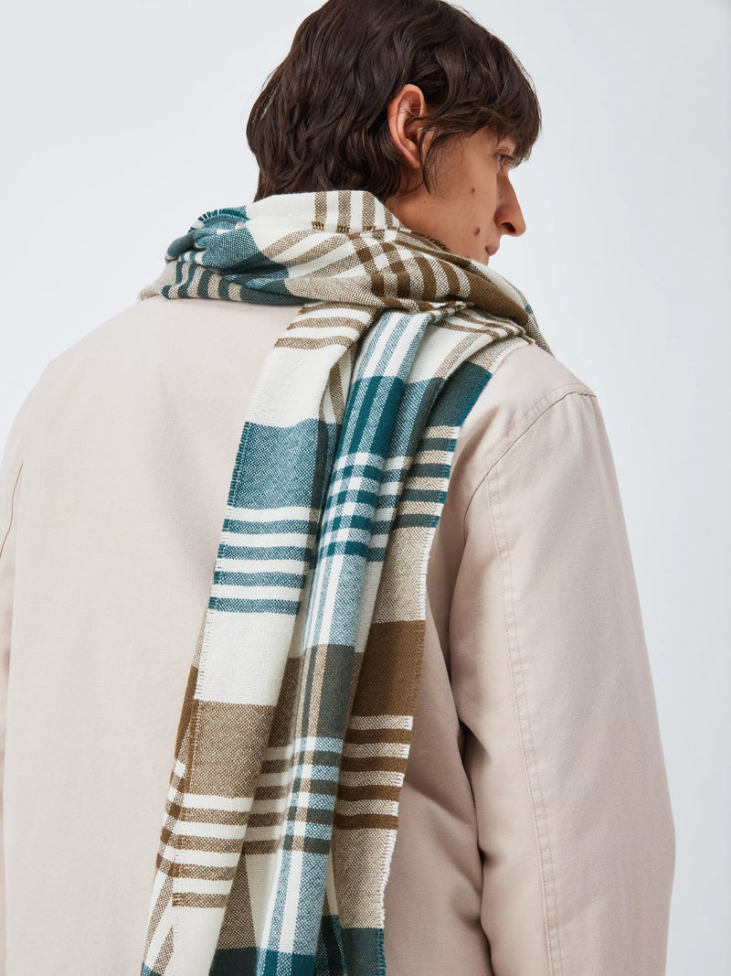 John Lewis check wool scarf 57x180cm (British brand)