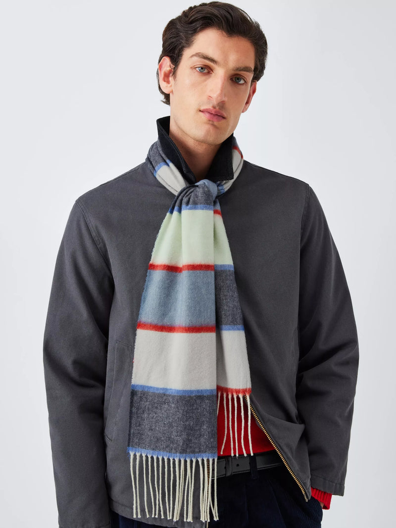 John Lewis Striped Cashmink Scarf Multi - British product